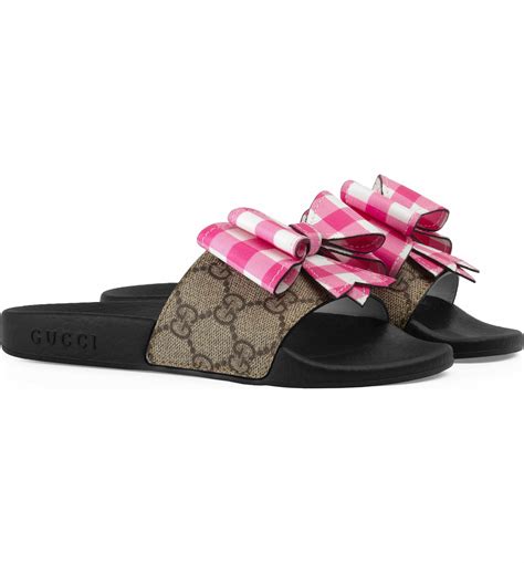 gucci bow slides kids|Gucci kids belt dresses.